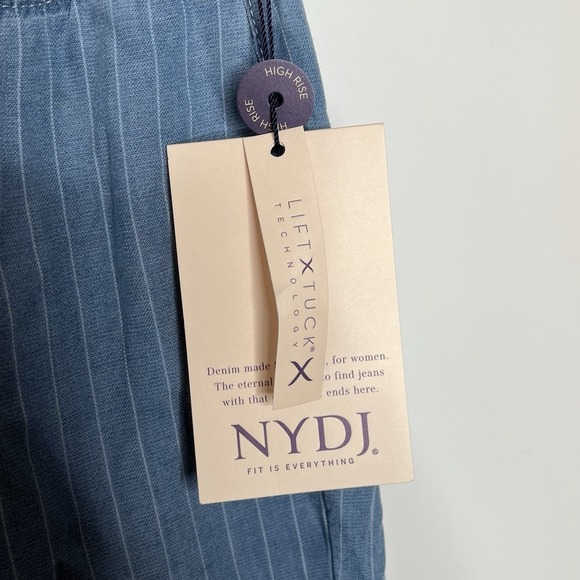 NYDJ High Rise Brigitte Wide Leg Capri Pants Blue Striped Womens 12 Chambray - Picture 7 of 9